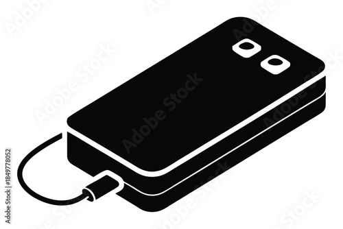 power bank silhouette line art vector illustration