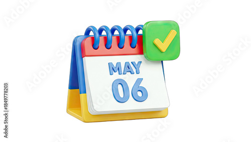 Calendar with May 06 and Checkmark Icon