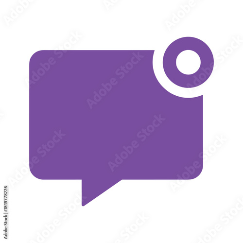 Purple speech bubble icon with circular element