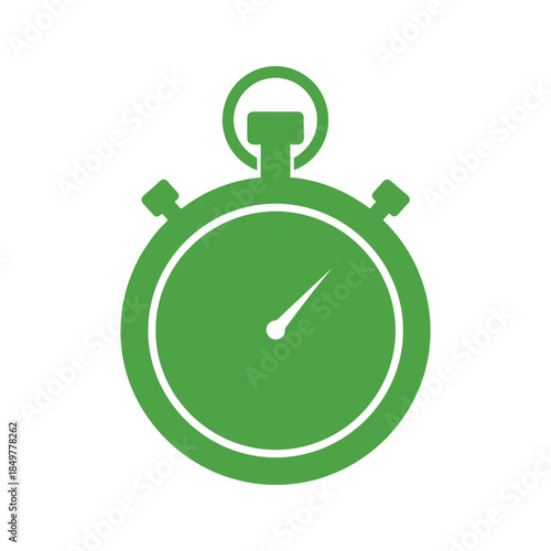 Green stopwatch icon on white background