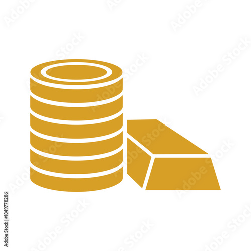 Gold coins and bar illustration