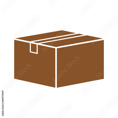 Brown cardboard box with closed flap