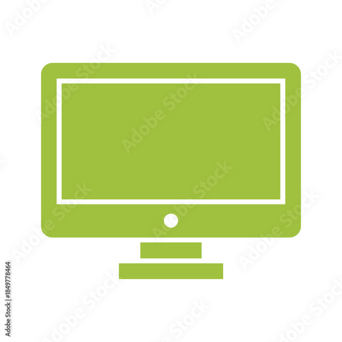 Computer monitor icon in green color