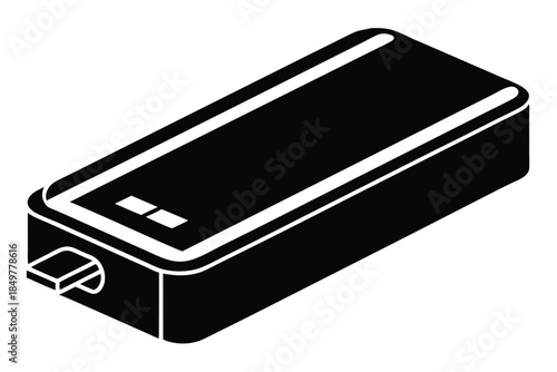 power bank silhouette line art vector illustration
