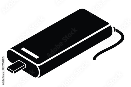 power bank silhouette line art vector illustration