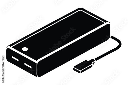 power bank silhouette line art vector illustration