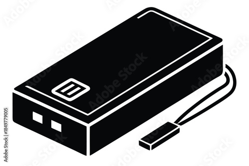 power bank silhouette line art vector illustration