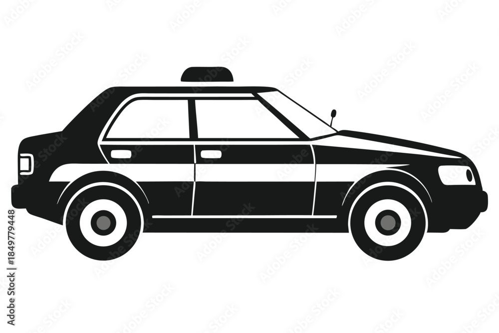 Fototapeta premium police car silhouette line art vector illustration