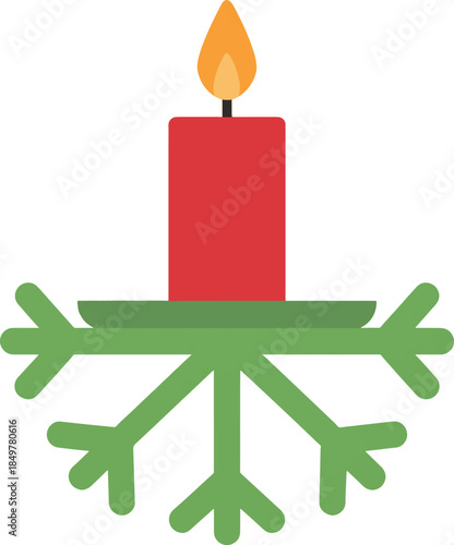 Red Candle with Green Holder