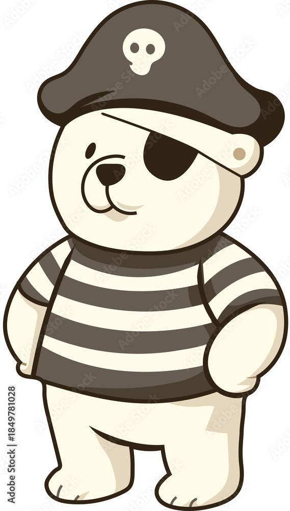 Fototapeta premium After Landing in the Abandoned Island Polar Bear Character Vector Design