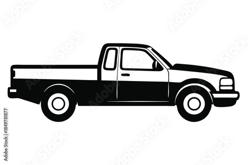 pickup truck silhouette line art vector illustration