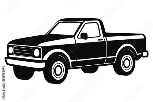 pickup truck silhouette line art vector illustration