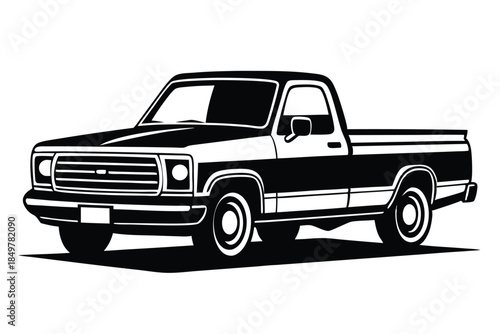 pickup truck silhouette line art vector illustration