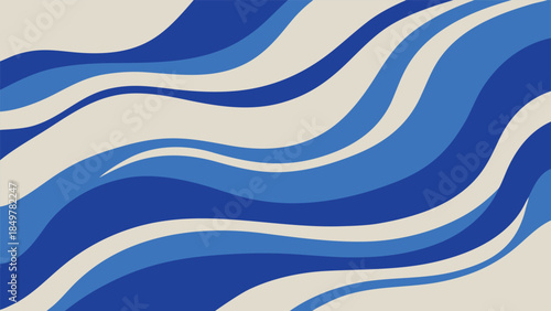 An abstract background featuring flowing curved lines in shades of blue against a light beige backdrop creating a dynamic visual texture