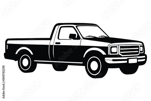 pickup truck silhouette line art vector illustration