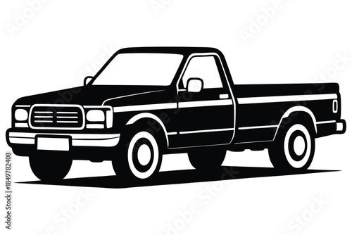 pickup truck silhouette line art vector illustration