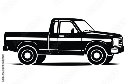 pickup truck silhouette line art vector illustration
