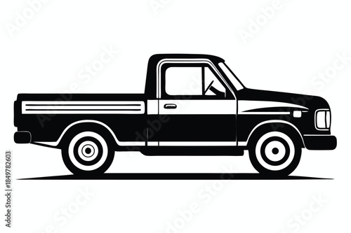 pickup truck silhouette line art vector illustration