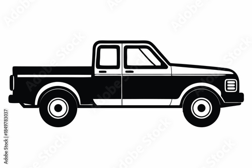 pickup truck silhouette line art vector illustration