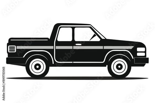pickup truck silhouette line art vector illustration