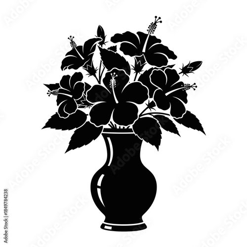 Silhouette of a floral arrangement in a classic vase illustrating elegance and natural beauty in