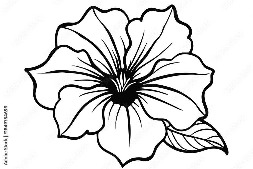 Fototapeta premium petunia silhouette line art vector illustration