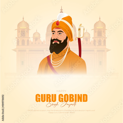 Happy Guru Gobind Singh Jayanti social media post and greeting card Vector Illustration Poster