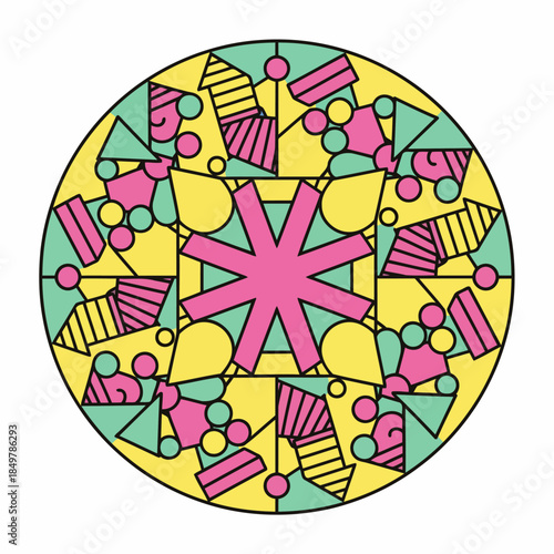 Intricate Mandala Coloring Page with Symmetrical Floral Pattern
