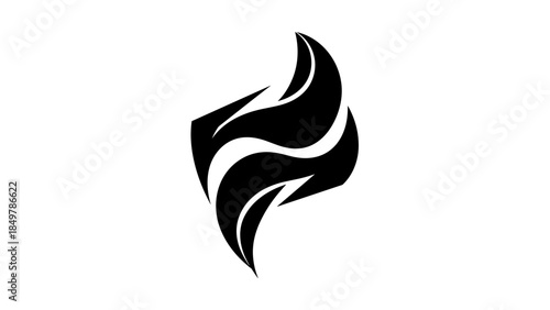 Black Abstract Flame Logo Design Element.