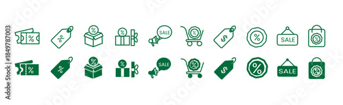 Discount icon set. Price tags and promotion symbol. Vector illustration.