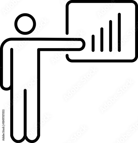 Presenter explaining business data on a board