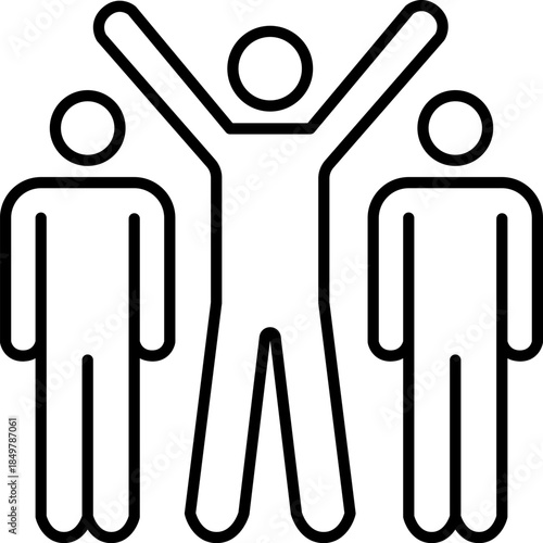 Person raising arms celebrating success with colleagues