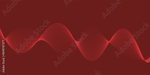 Modern vector red background with dynamic red waves, lines and particles with dark red.