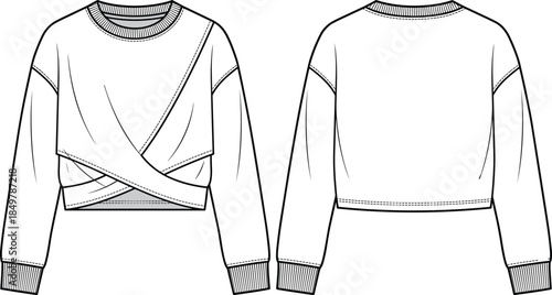 Technical Flat Fashion Drawing of an A-Line Mini Skirt and Elastic Waistband Shorts, Outline Vector Garment Template for Apparel Design Specification.