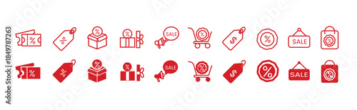 Discount icon set. Price tags and promotion symbol. Vector illustration.