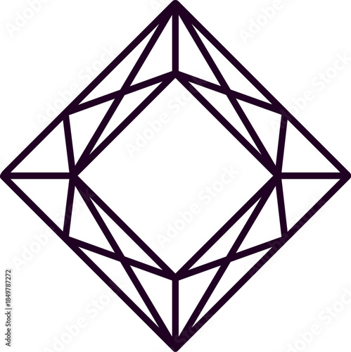 Abstract geometric square shape representing a crystal or diamond