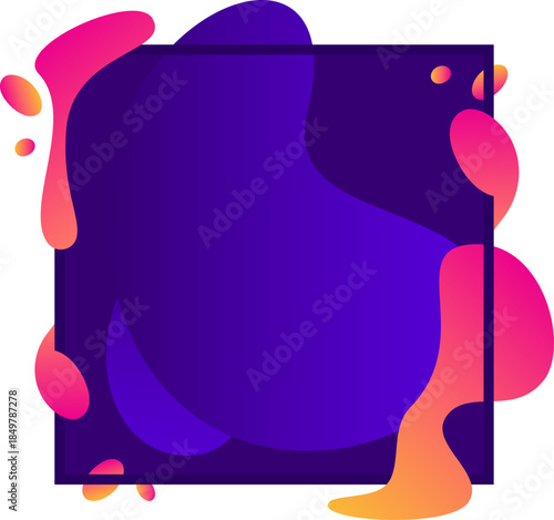 Liquid gradient shapes filling square frame background
