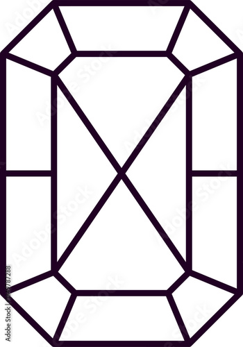 Emerald cut gemstone line drawing illustrating luxury and value