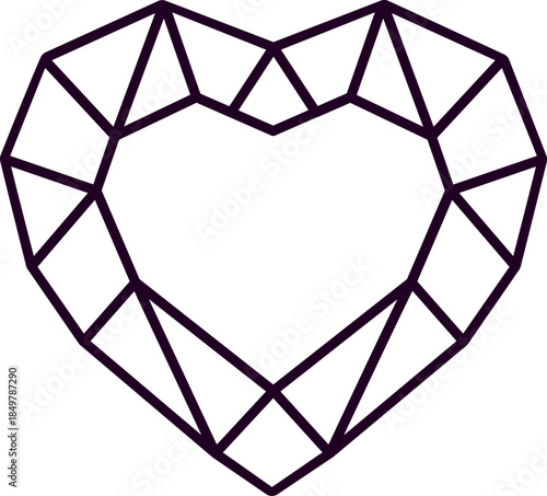 Geometric heart shape representing polygonal love and connection