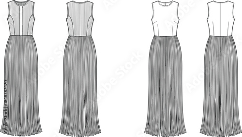 Women's Peasant Blouse Fashion Technical Drawing Template with Lace-Up Neck Placket and Cuffed Long Sleeves, Apparel Design Vector Illustration.