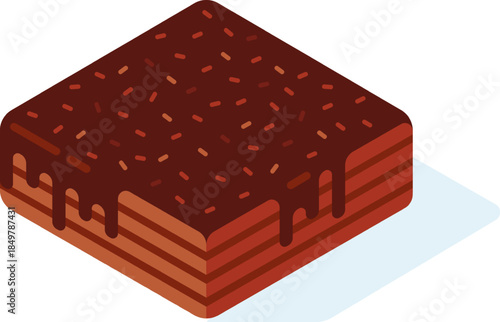 Chocolate brownie bar with icing and sprinkles vector