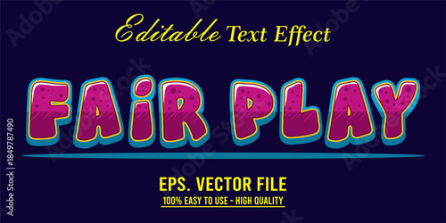 Fairplay Text Effect Style. Editable Text Effect Style sport college.