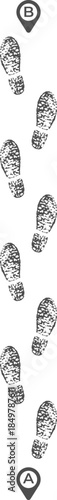 Footprints leading path from starting point A to destination B
