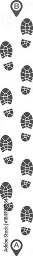 Footprints path from point A to point B