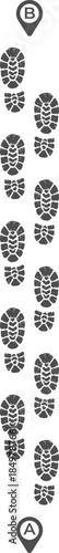 Footprints leading from point A to point B