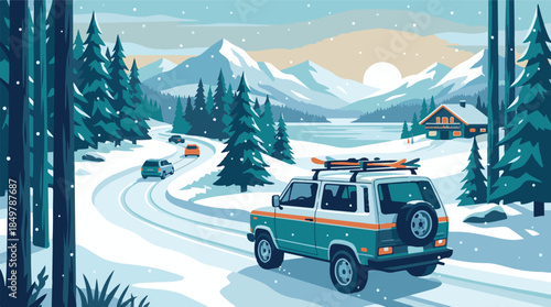 winter road in the snow