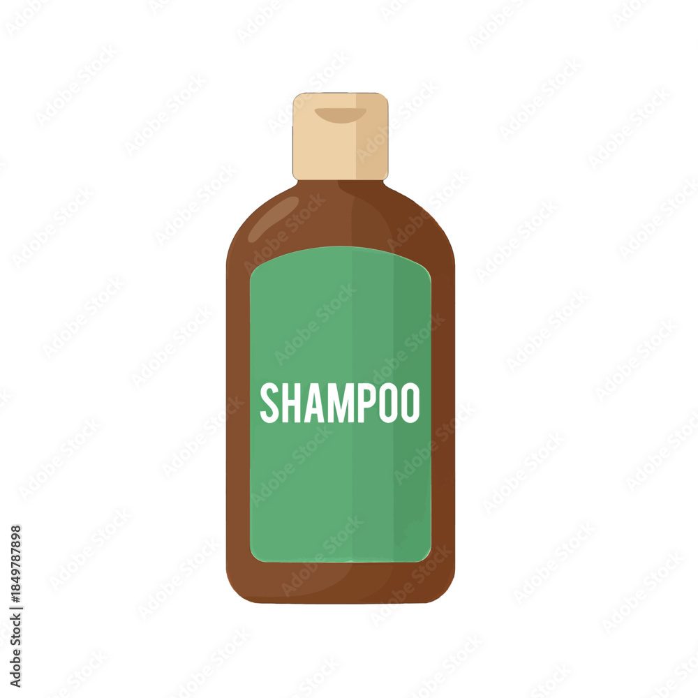 Obraz premium Brown plastic shampoo bottle with green label