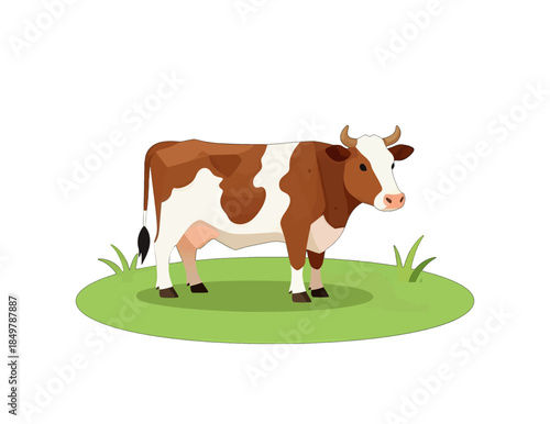 Brown and White Cow Vector Illustration