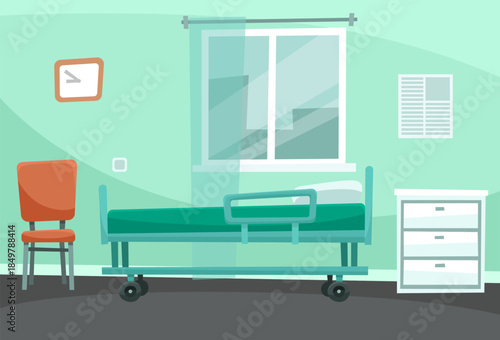 Empty hospital room illustrating healthcare and recovery