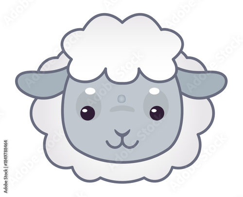 Cute baby lamb head cartoon illustration generating happy mood